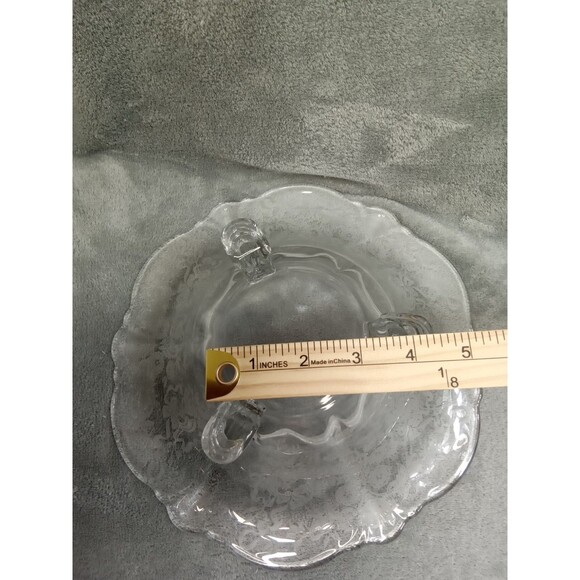 Vintage Crystal Footed Floral Etched Candy Bowls - Picture 10 of 10